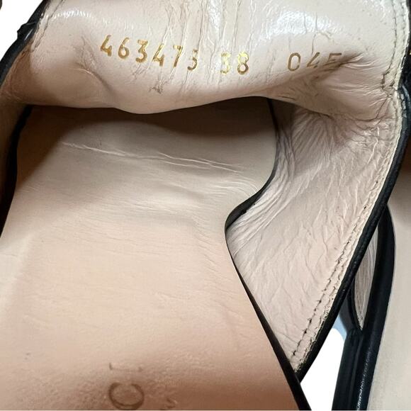 Gucci Black Leather Tiger and Pierced Heart Princetown Mule Slippers EU 38 US 8 - Picture 7 of 13